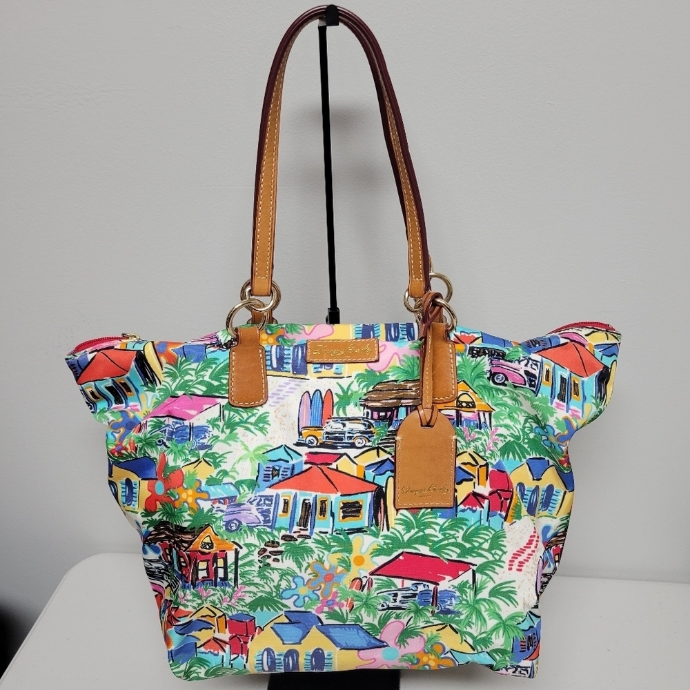 Dooney & Bourke (Rare) Sandbar Tropical Print Satchel Carry On Purse.